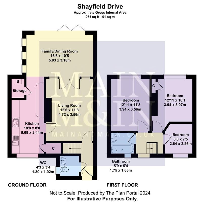 3 bedroom terraced house for sale - floorplan