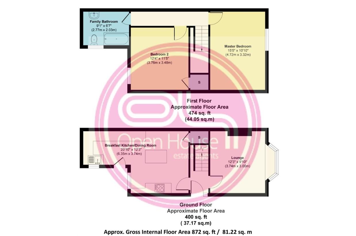 2 bedroom terraced house for sale - floorplan