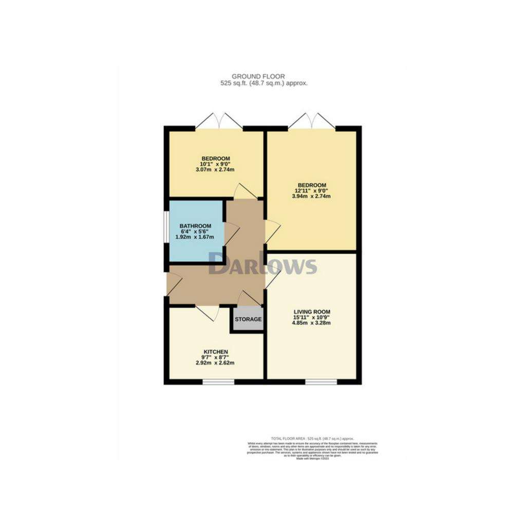 2 bedroom semi-detached bungalow for sale - floorplan