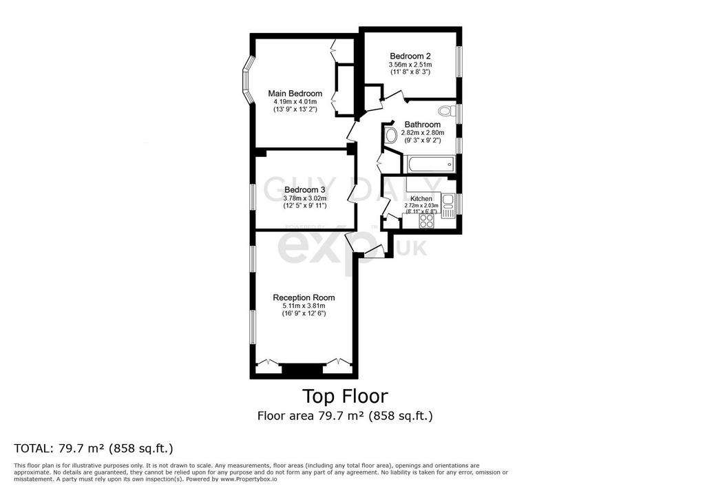 3 bedroom flat to rent - floorplan