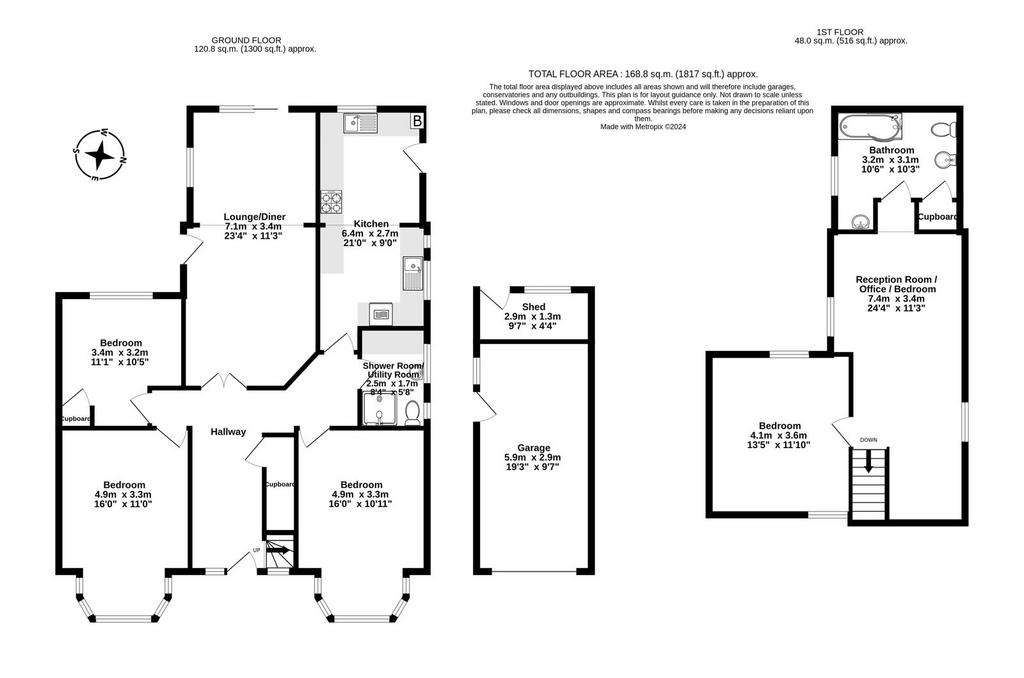 4 bedroom detached bungalow for sale - floorplan