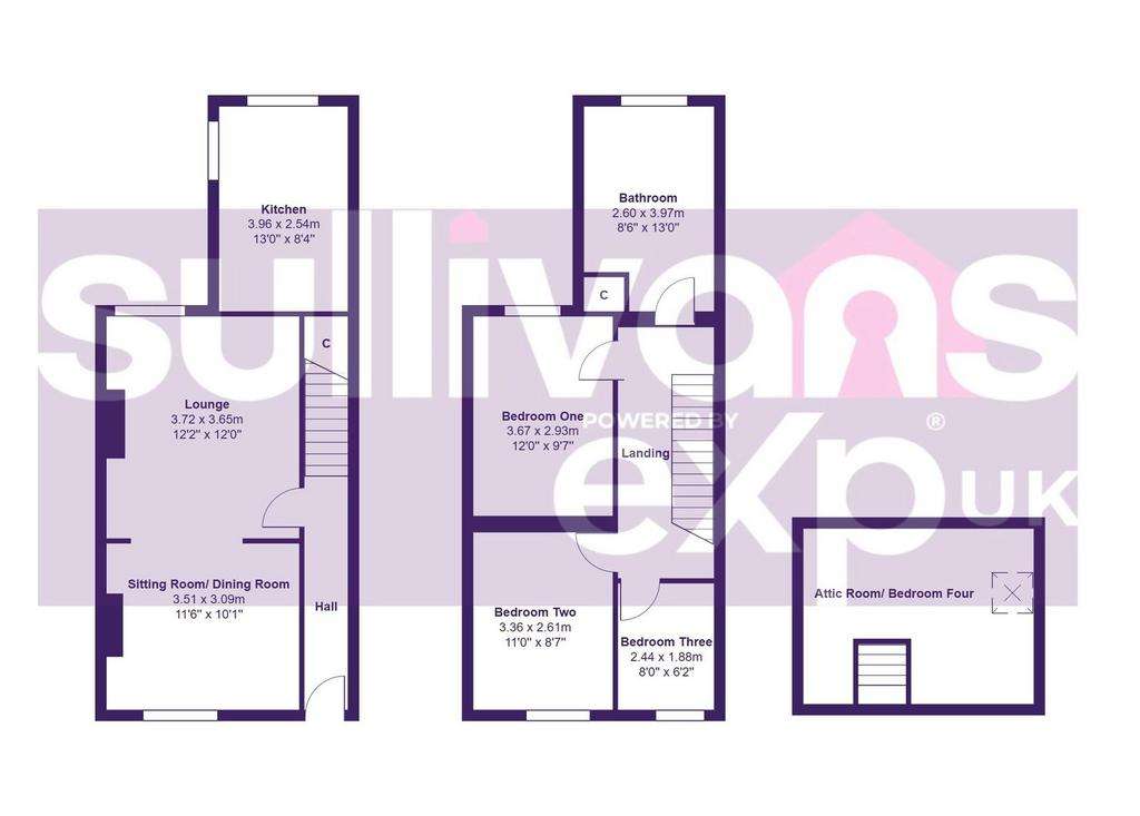 3 bedroom terraced house for sale - floorplan