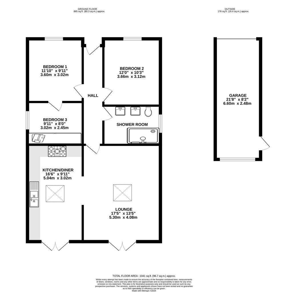 3 bedroom detached bungalow for sale - floorplan