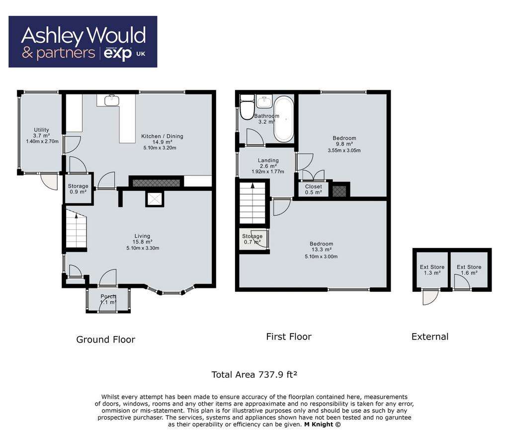 2 bedroom semi-detached house for sale - floorplan