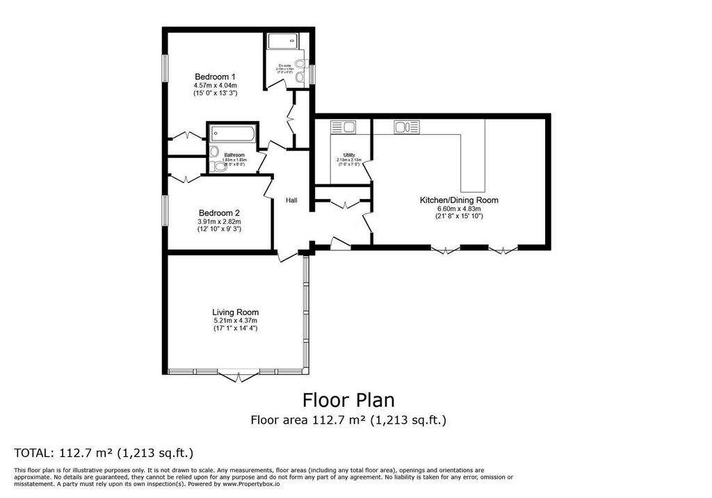 2 bedroom semi-detached bungalow for sale - floorplan