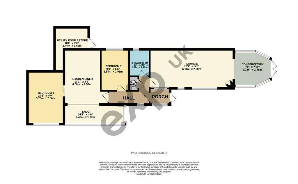 2 bedroom detached house for sale - floorplan