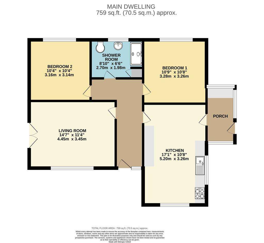 2 bedroom detached bungalow for sale - floorplan