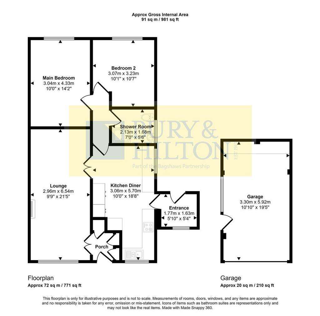 2 bedroom bungalow for sale - floorplan