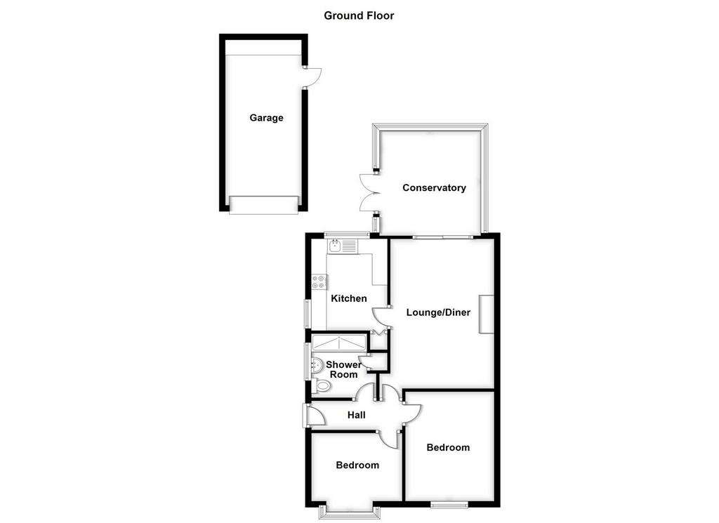 2 bedroom detached bungalow for sale - floorplan