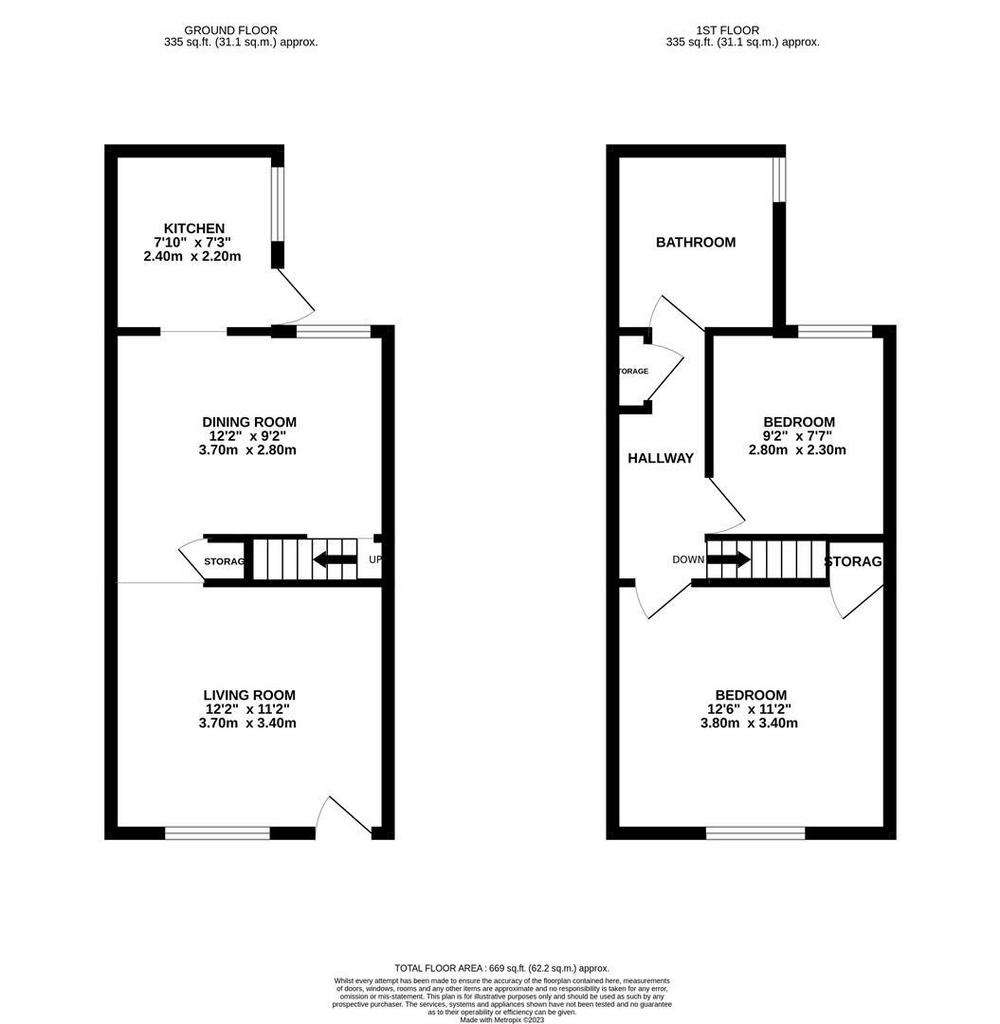 2 bedroom terraced house for sale - floorplan