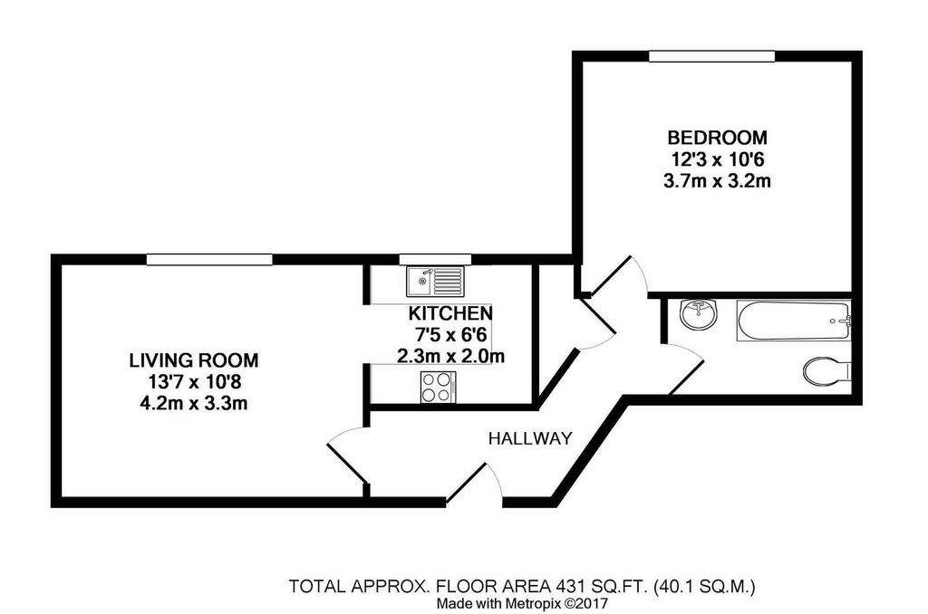 1 bedroom flat to rent - floorplan