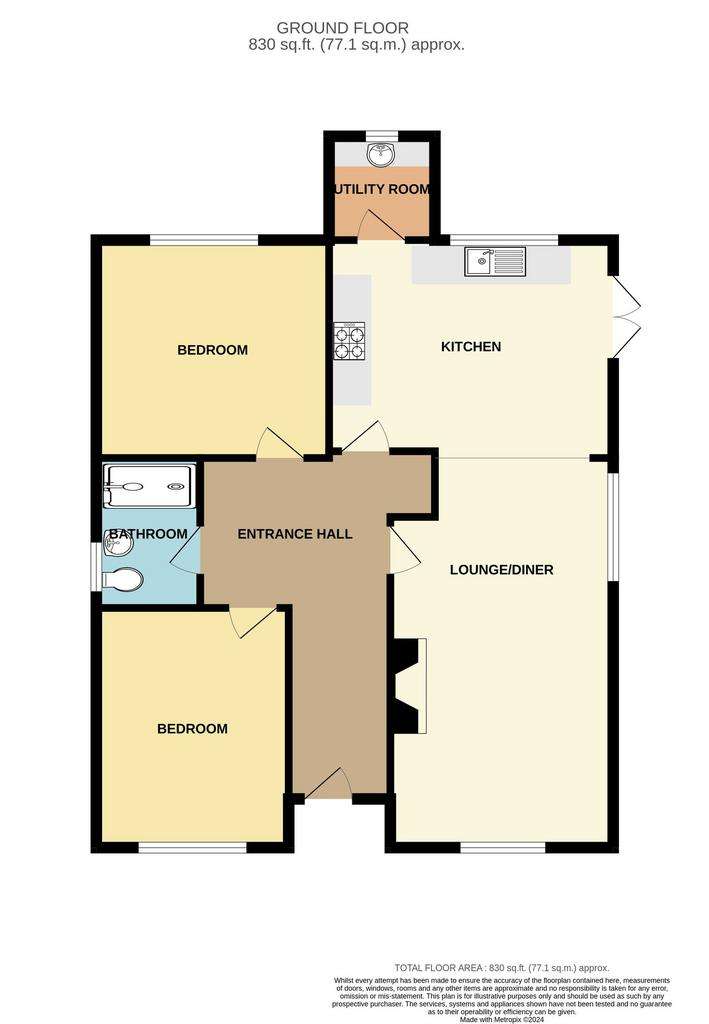 2 bedroom detached bungalow for sale - floorplan