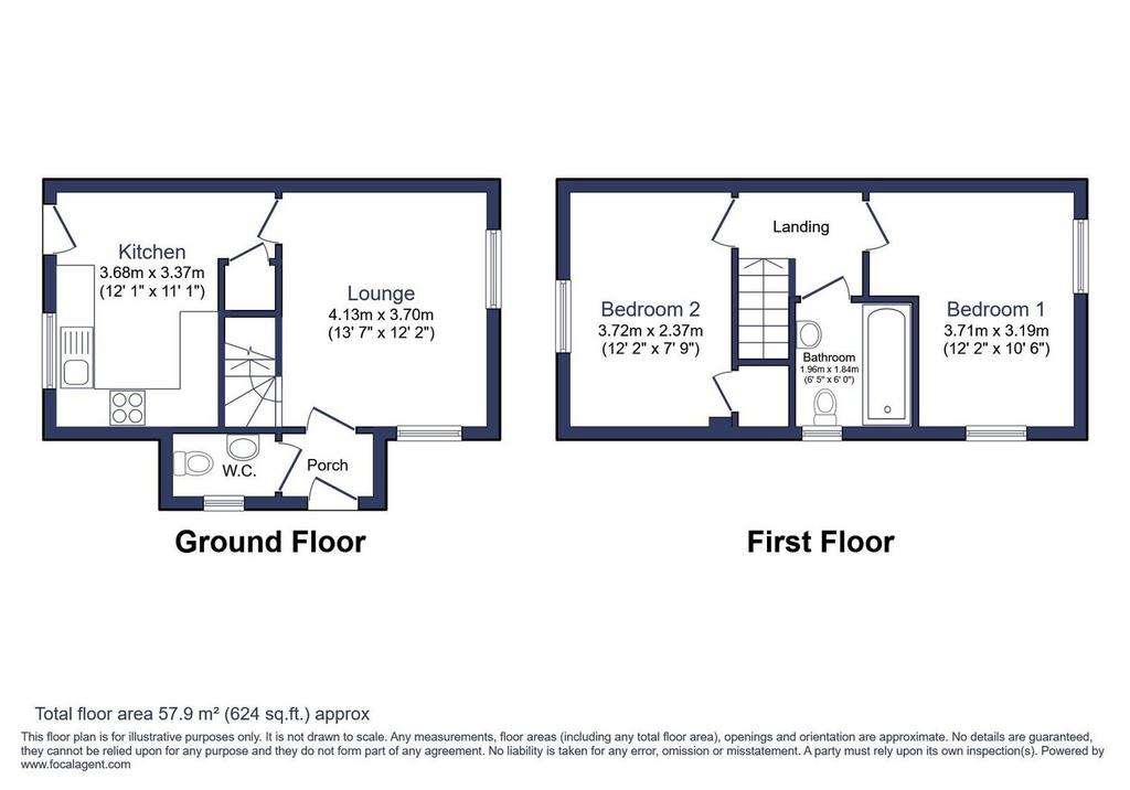 2 bedroom semi-detached house for sale - floorplan