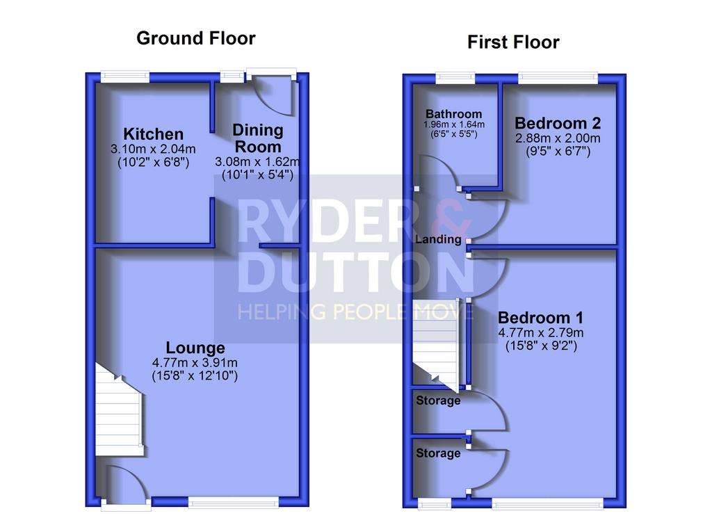 2 bedroom terraced house for sale - floorplan