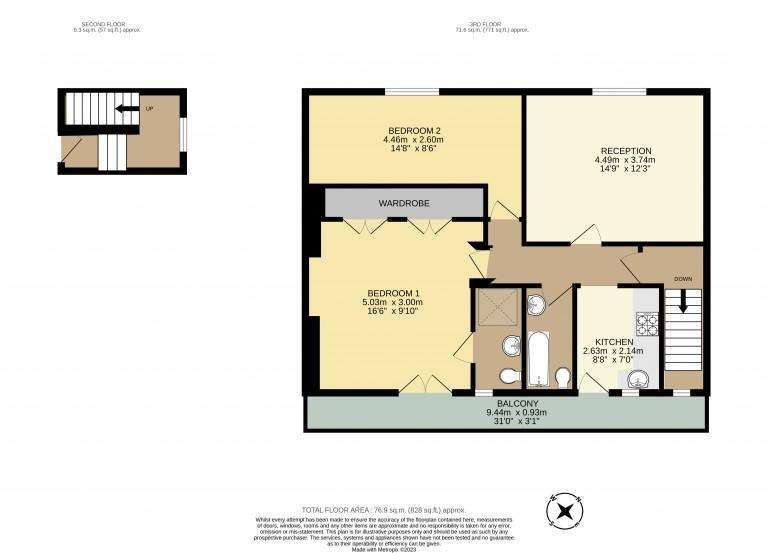 3 bedroom flat to rent - floorplan