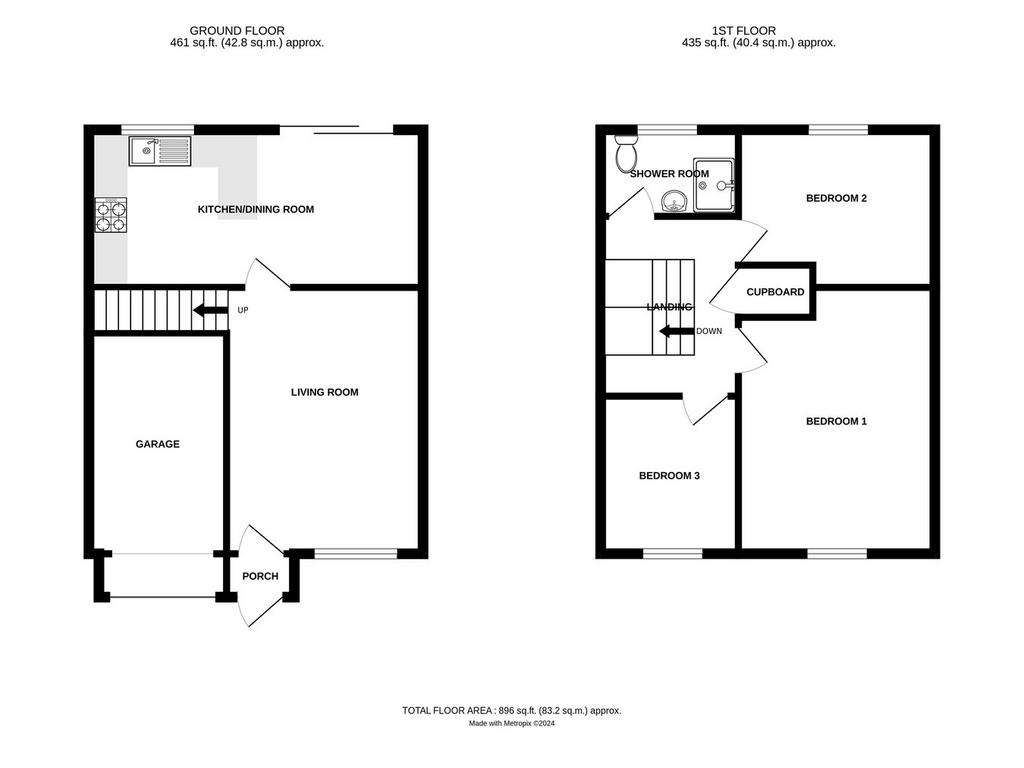 3 bedroom semi-detached house for sale - floorplan