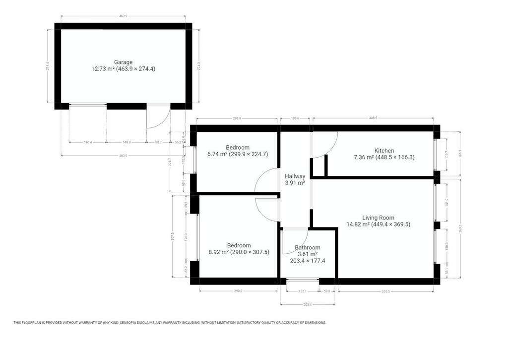 2 bedroom detached bungalow for sale - floorplan