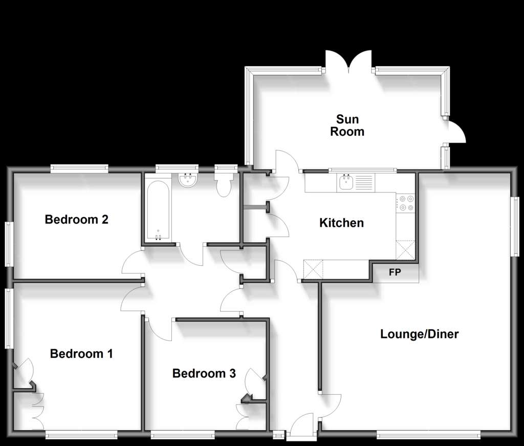 3 bedroom detached bungalow for sale - floorplan