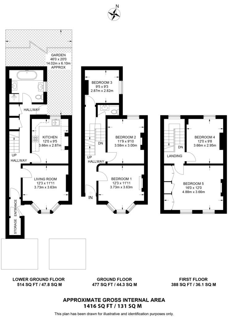 5 bedroom terraced house to rent - floorplan