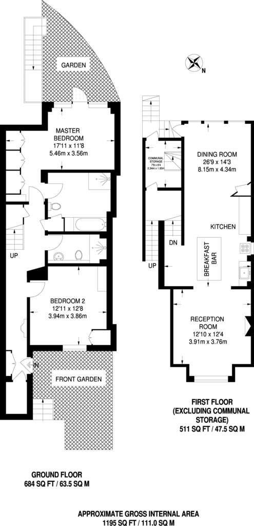 2 bedroom maisonette to rent - floorplan