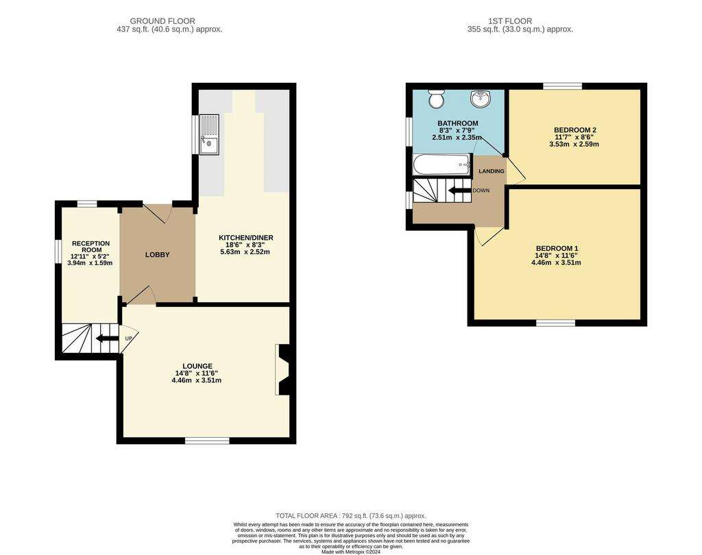 2 bedroom semi-detached house for sale - floorplan