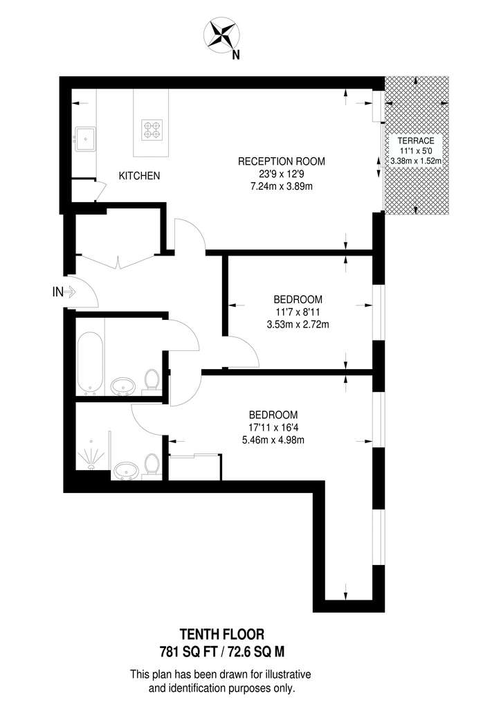 2 bedroom flat to rent - floorplan