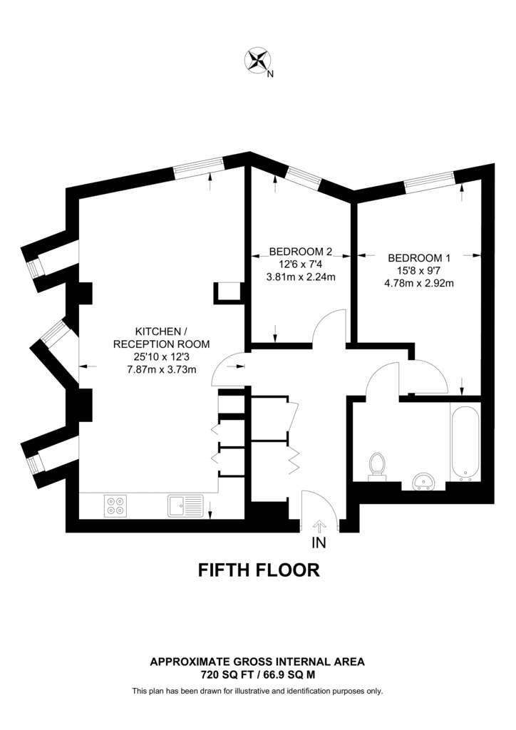 2 bedroom flat to rent - floorplan