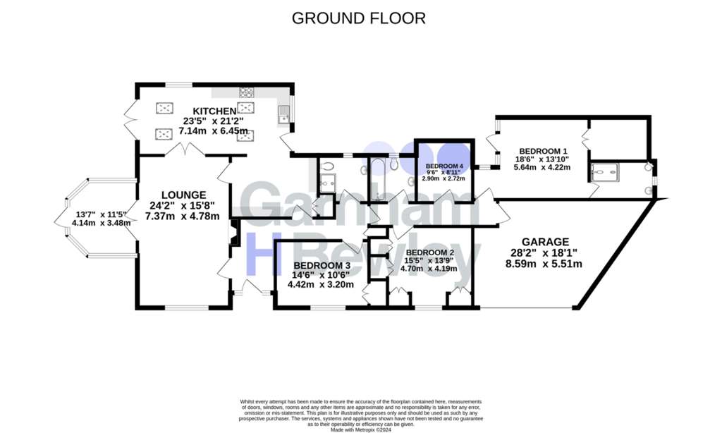 4 bedroom bungalow for sale - floorplan