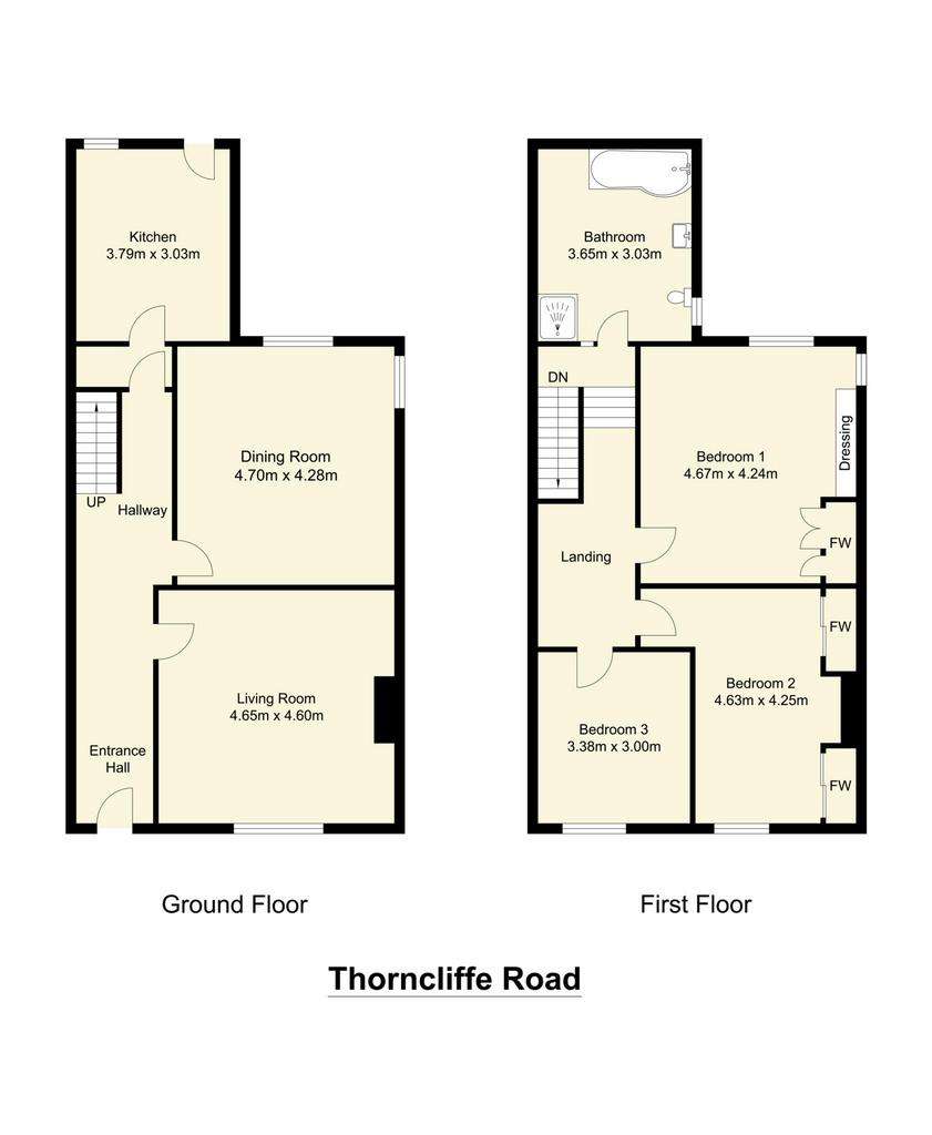 3 bedroom end of terrace house for sale - floorplan