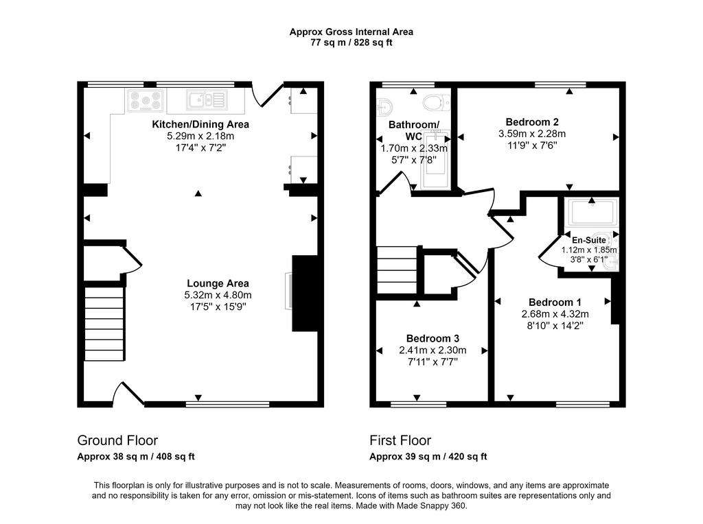 3 bedroom terraced house for sale - floorplan