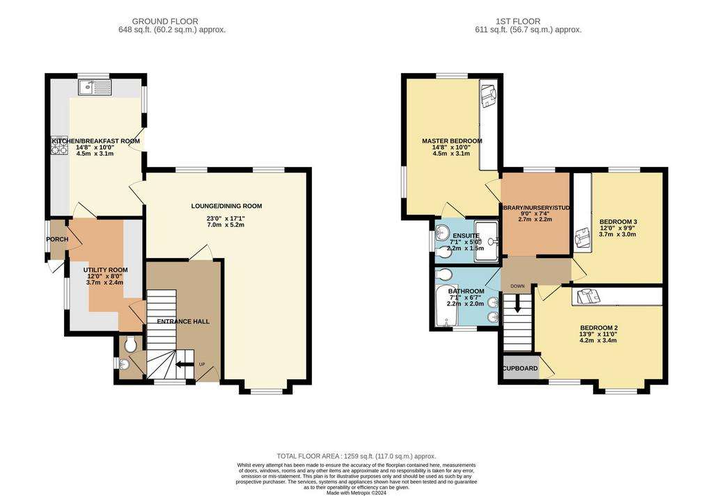 3 bedroom semi-detached house for sale - floorplan