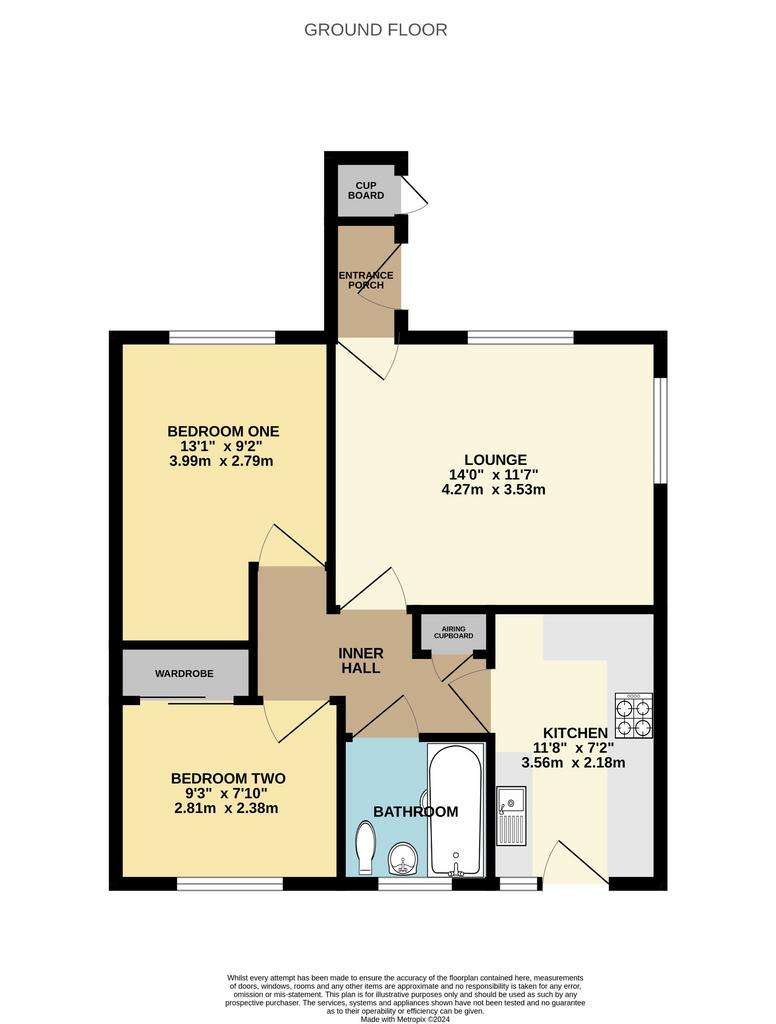 2 bedroom semi-detached bungalow for sale - floorplan