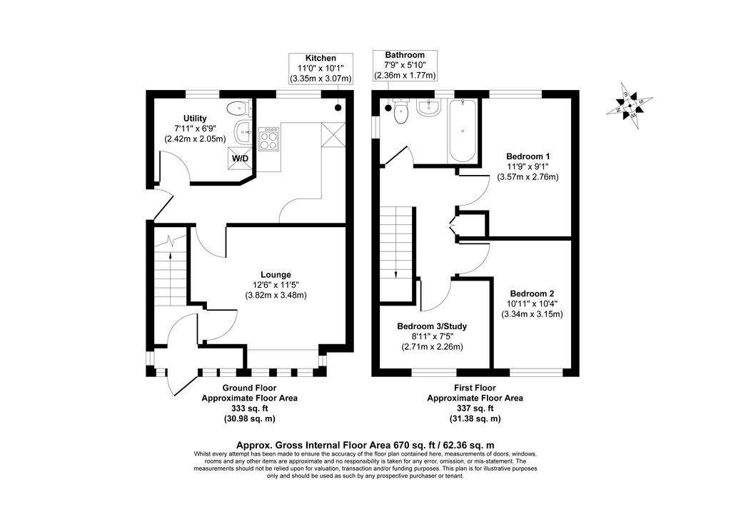 3 bedroom semi-detached house for sale - floorplan