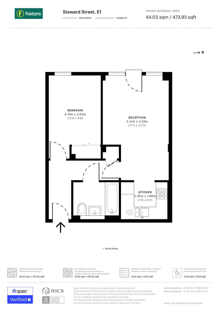 1 bedroom flat to rent - floorplan