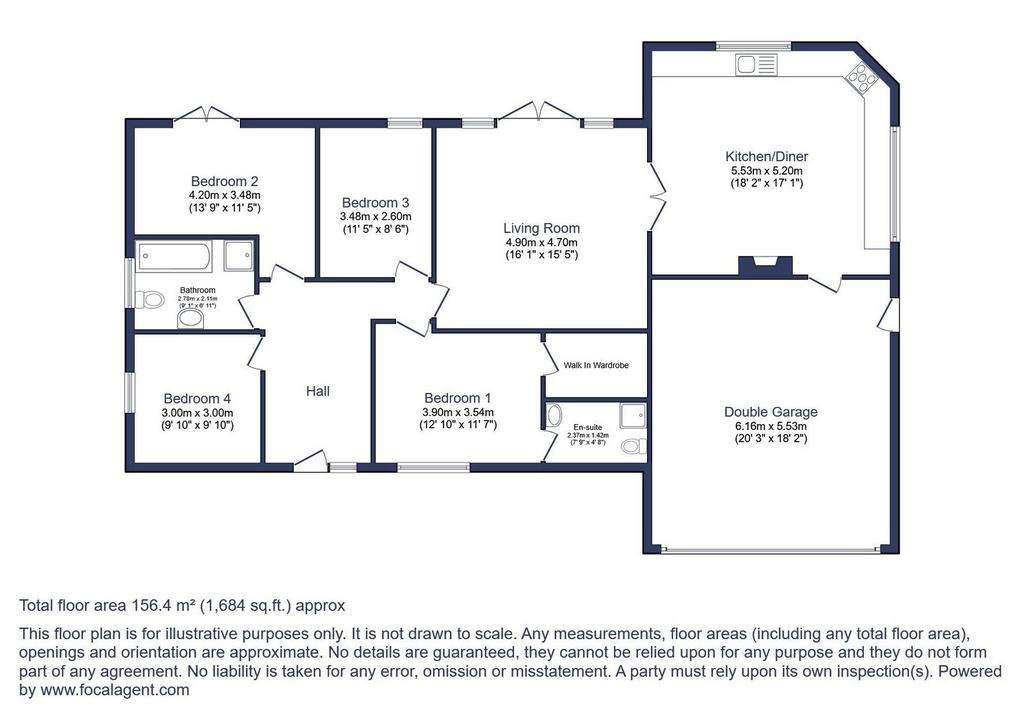 4 bedroom detached bungalow for sale - floorplan