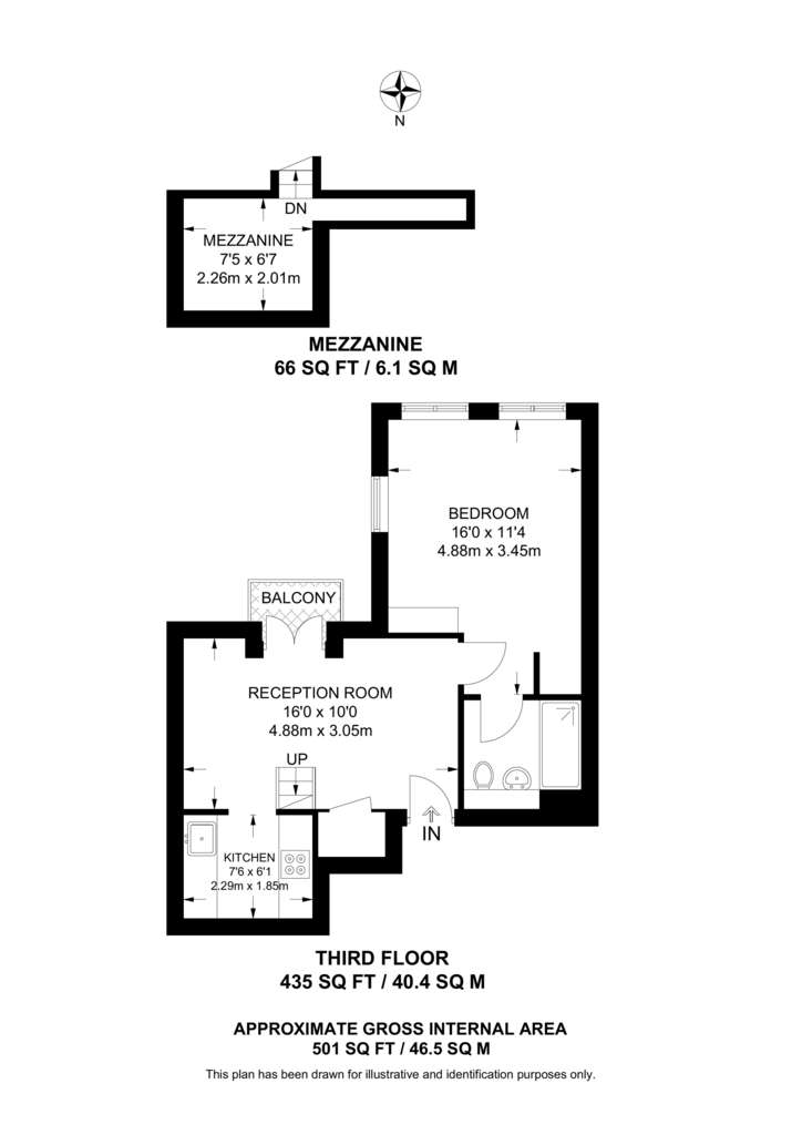 1 bedroom flat to rent - floorplan