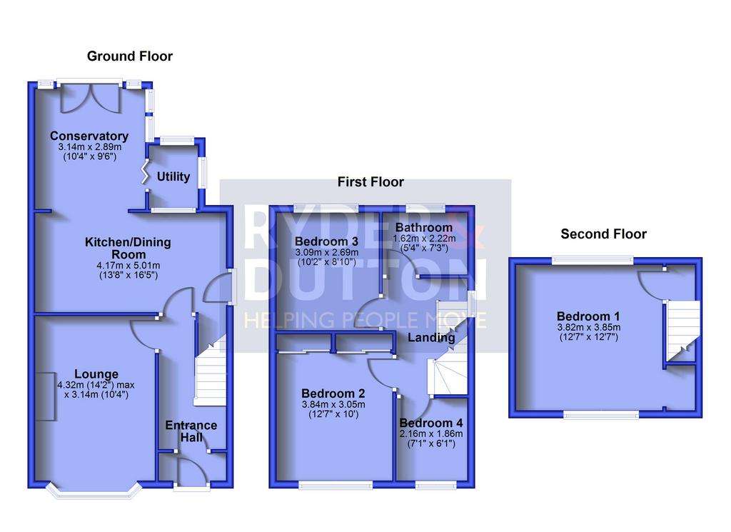 4 bedroom semi-detached house for sale - floorplan