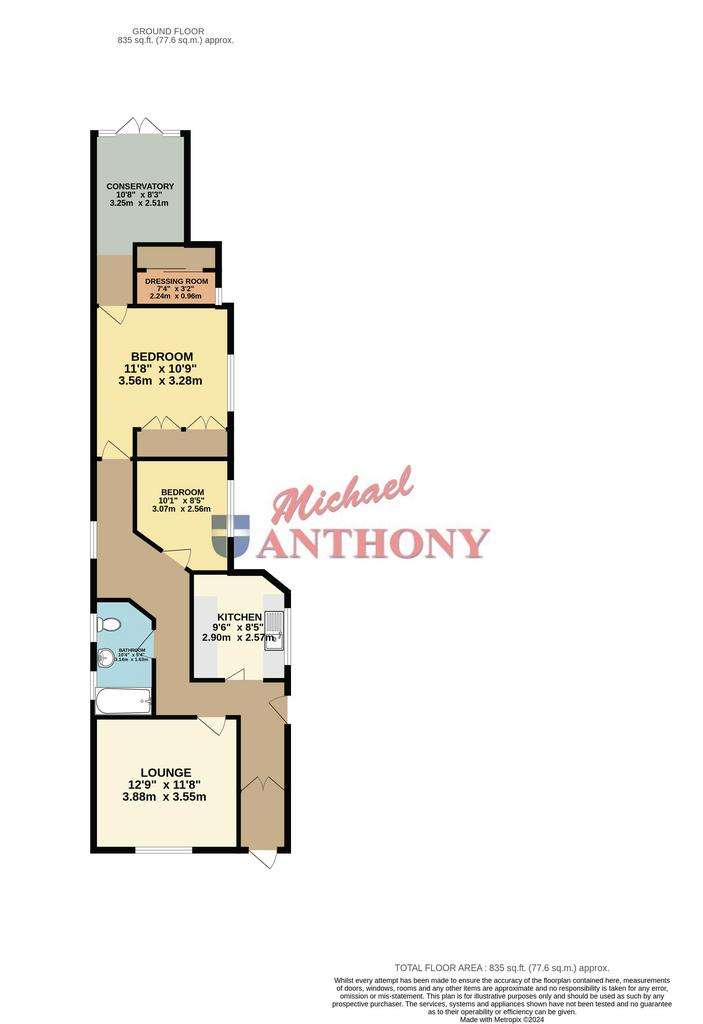 2 bedroom bungalow for sale - floorplan