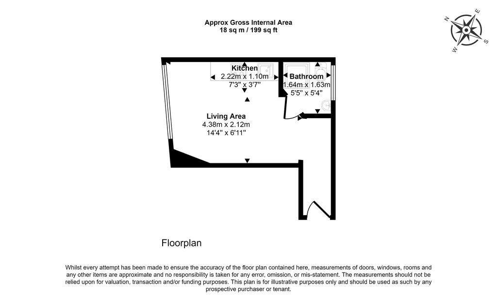 Studio flat for sale - floorplan