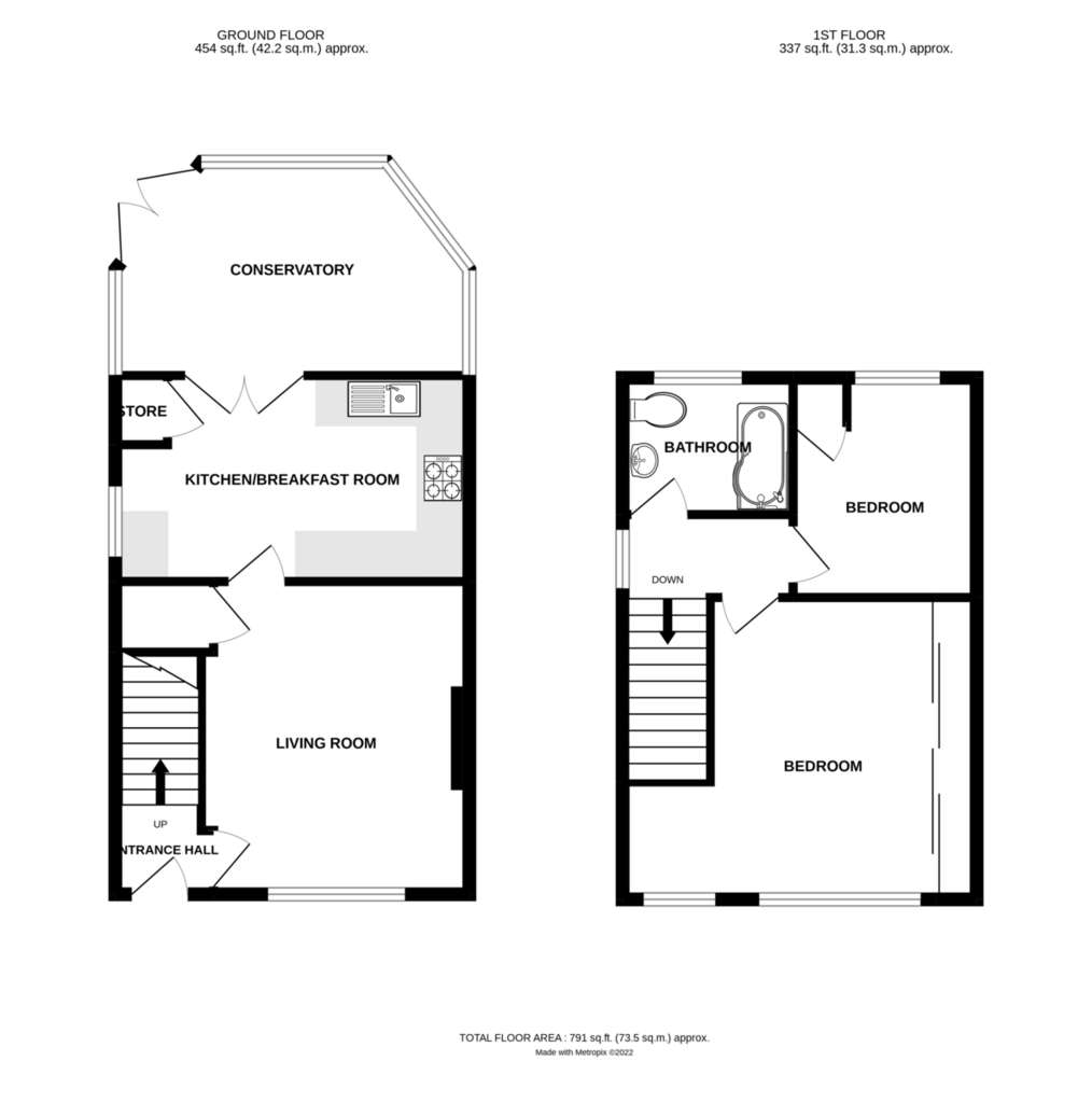 2 bedroom semi-detached house for sale - floorplan