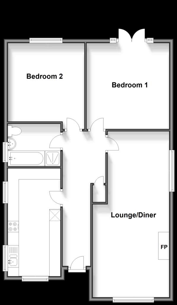 2 bedroom detached bungalow for sale - floorplan