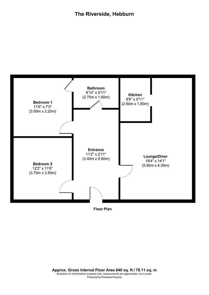 2 bedroom flat to rent - floorplan