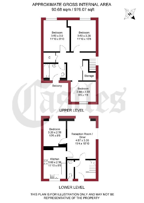 3 bedroom maisonette for sale - floorplan