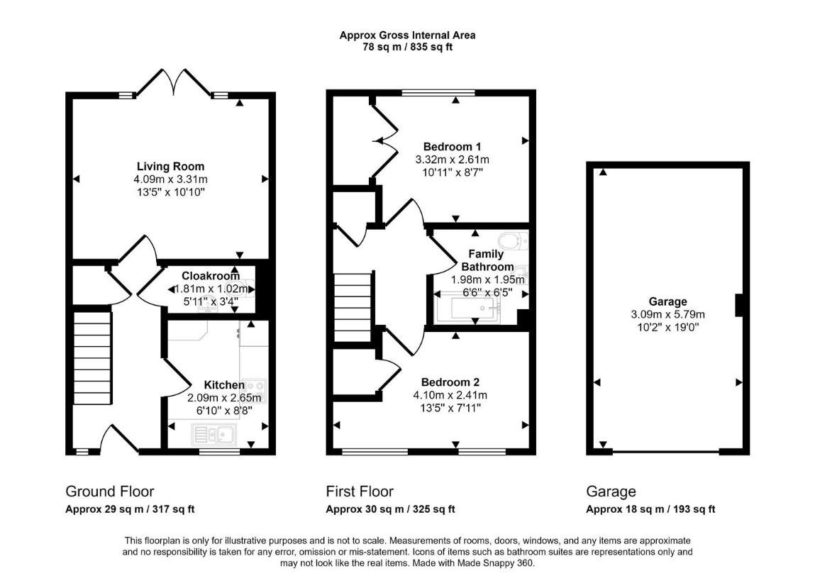 2 bedroom terraced house for sale - floorplan