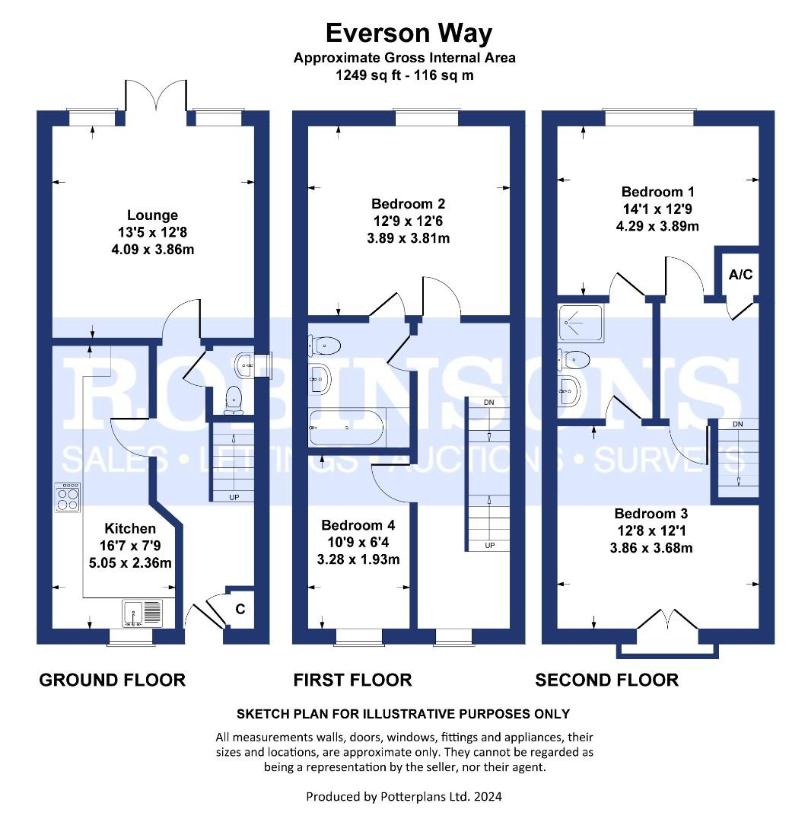 4 bedroom semi-detached house for sale - floorplan