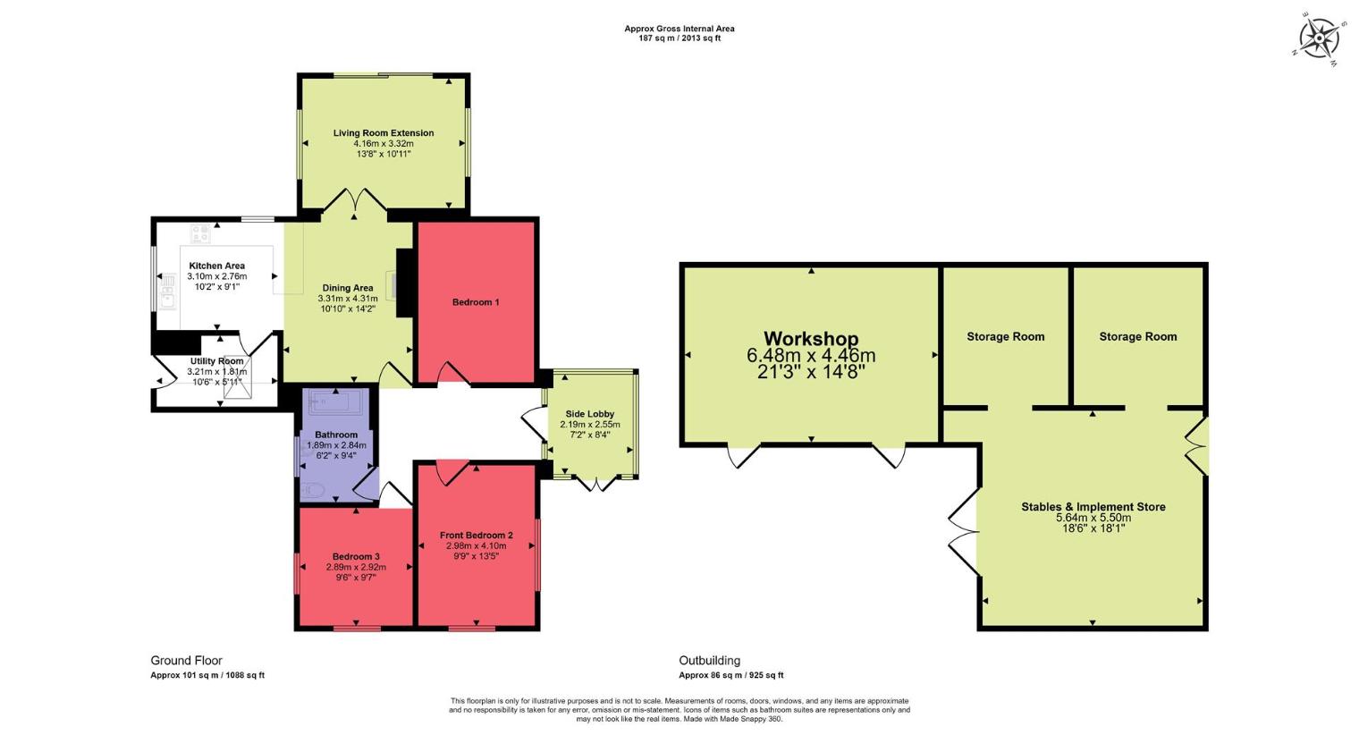 3 bedroom bungalow for sale - floorplan