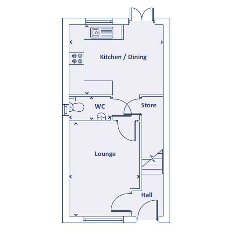 2 bedroom semi-detached house for sale - floorplan