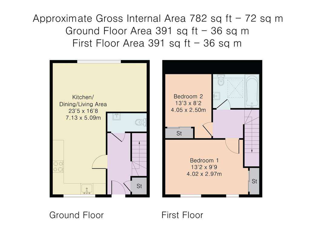 2 bedroom semi-detached house for sale - floorplan