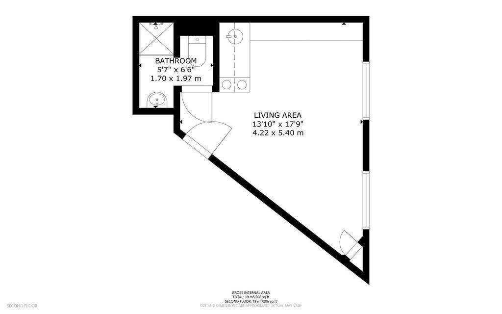 Studio flat to rent - floorplan