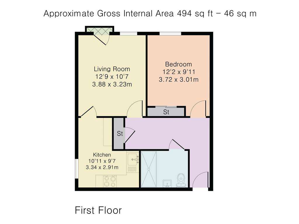 1 bedroom retirement property for sale - floorplan